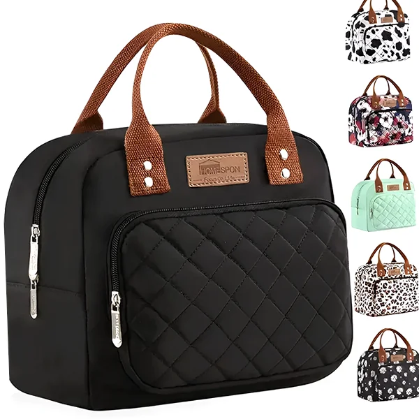 Black HOMESPON insulated lunch tote with front pocket