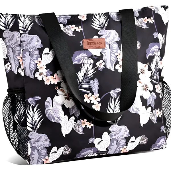 Large sandproof waterproof beach tote with zipper pockets