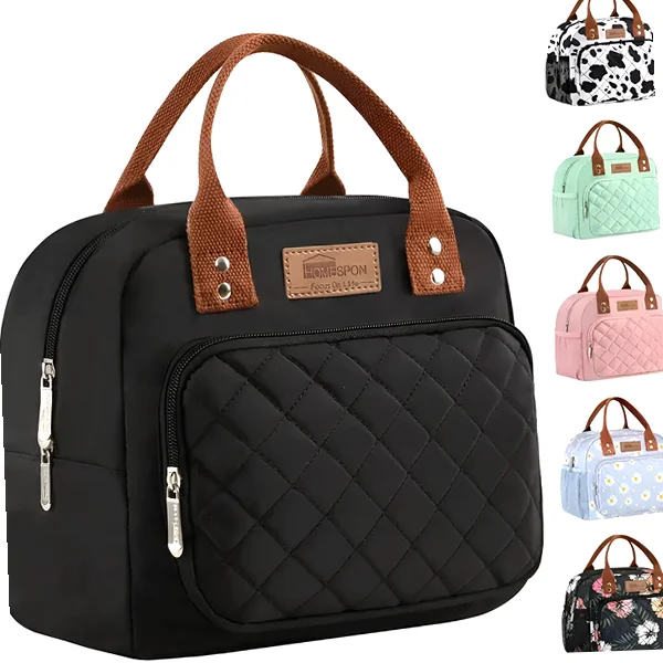 Black everyday insulated lunch bag with front pocket